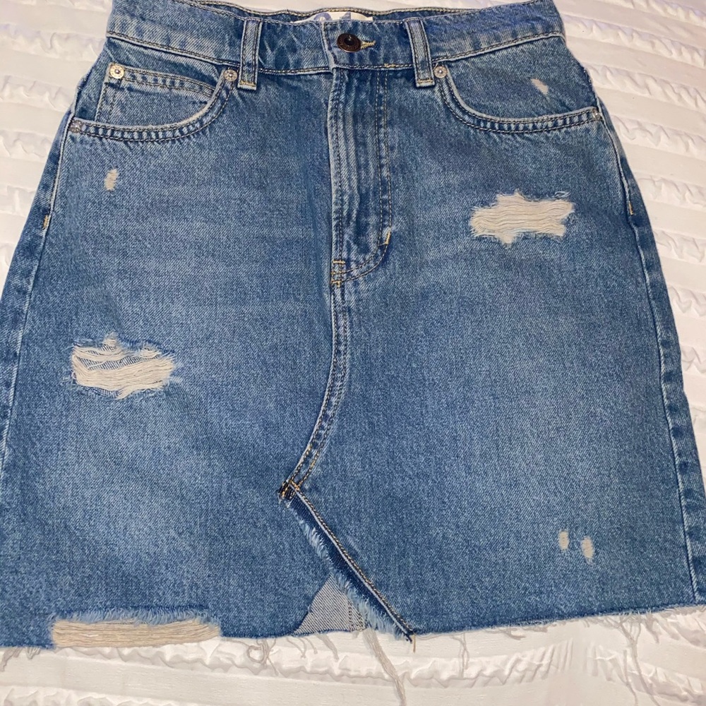 Free people denim skirt.